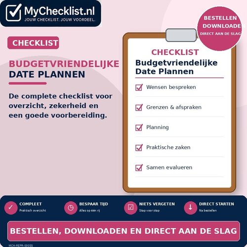 Checklist budgetvriendelijke date plannen met uitgebreide stappen en controlepunten