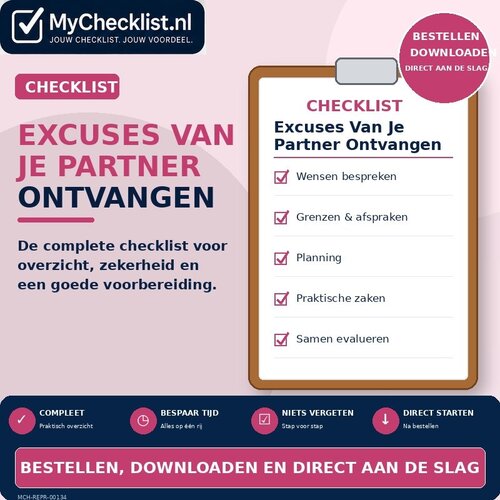 Checklist excuses van je partner ontvangen met uitgebreide stappen en controlepunten