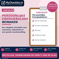 Checklist persoonlijke energiebalans bewaken met uitgebreide stappen en controlepunten