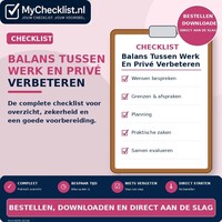Checklist balans tussen werk en privé verbeteren met uitgebreide stappen en controlepunten
