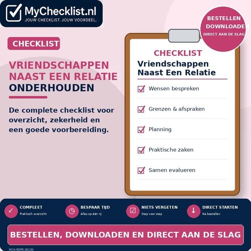 Checklist vriendschappen naast een relatie onderhouden met uitgebreide stappen en controlepunten