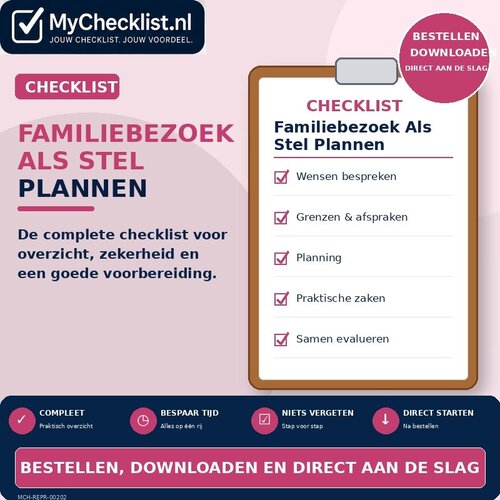 Checklist familiebezoek als stel plannen met uitgebreide stappen en controlepunten