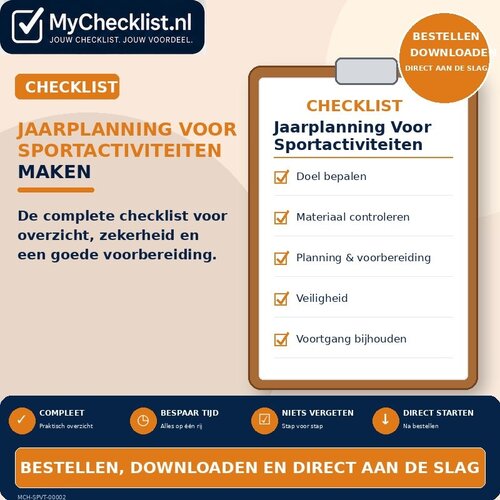 Checklist jaarplanning voor sportactiviteiten maken met uitgebreide stappen en controlepunten