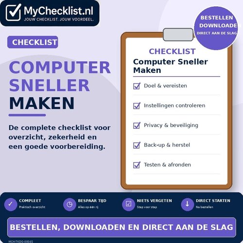 Checklist computer sneller maken met uitgebreide stappen en controlepunten