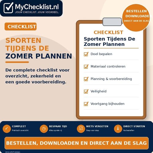 Checklist sporten tijdens de zomer plannen met uitgebreide stappen en controlepunten