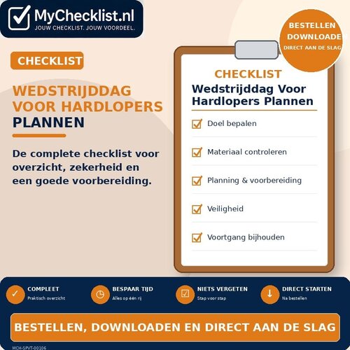 Checklist wedstrijddag voor hardlopers plannen met uitgebreide stappen en controlepunten