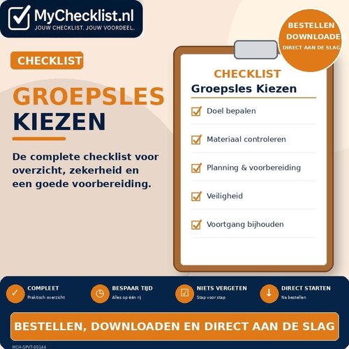 Checklist groepsles kiezen met uitgebreide stappen en controlepunten