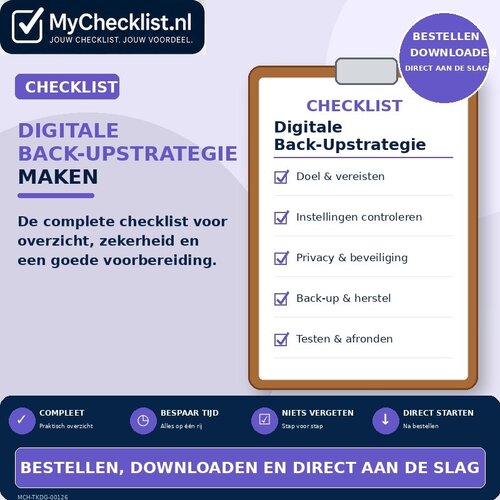 Checklist digitale back-upstrategie maken met uitgebreide stappen en controlepunten