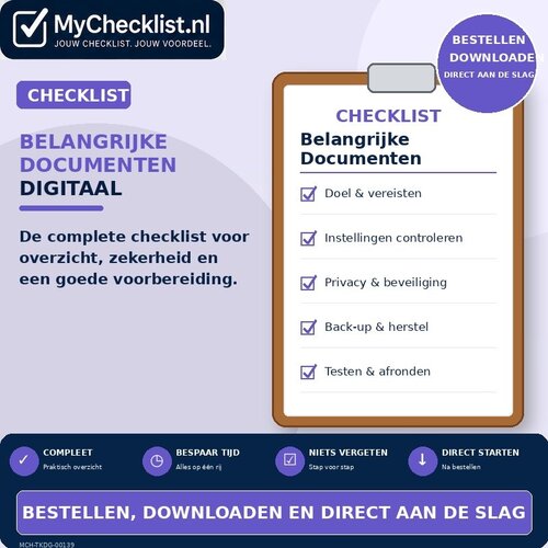 Checklist belangrijke documenten digitaal archiveren met uitgebreide stappen en controlepunten