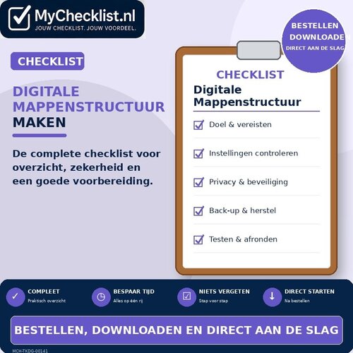 Checklist digitale mappenstructuur maken met uitgebreide stappen en controlepunten