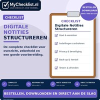 Checklist digitale notities structureren met uitgebreide stappen en controlepunten