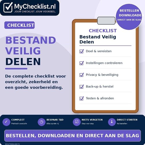 Checklist bestand veilig delen met uitgebreide stappen en controlepunten