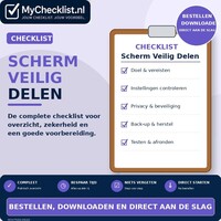 Checklist scherm veilig delen met uitgebreide stappen en controlepunten