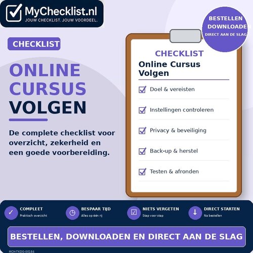 Checklist online cursus volgen met uitgebreide stappen en controlepunten