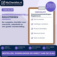 Checklist domeinnaaminstellingen registreren met uitgebreide stappen en controlepunten