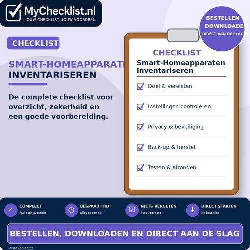 Checklist smart-homeapparaten inventariseren met uitgebreide stappen en controlepunten