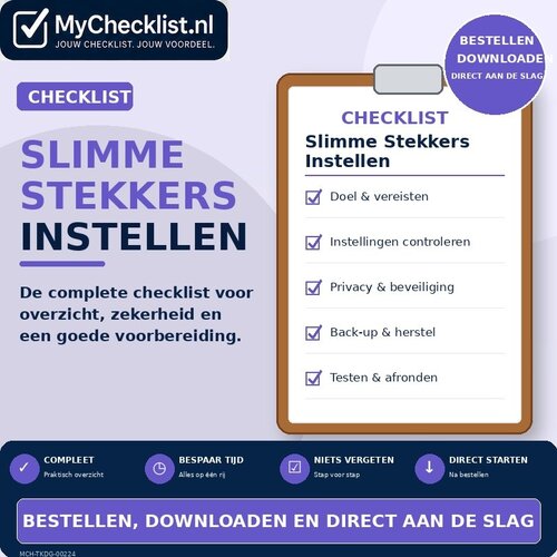 Checklist slimme stekkers instellen met uitgebreide stappen en controlepunten