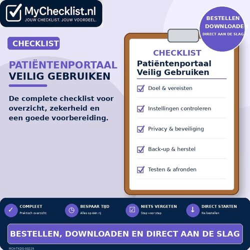 Checklist patiëntenportaal veilig gebruiken met uitgebreide stappen en controlepunten