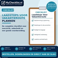 Checklist laadstops voor vakantieroute plannen met uitgebreide stappen en controlepunten