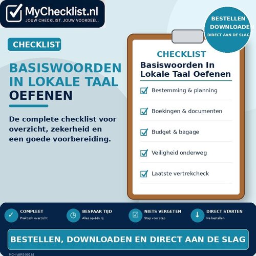 Checklist basiswoorden in lokale taal oefenen met uitgebreide stappen en controlepunten