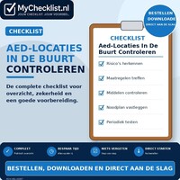 Checklist aed-locaties in de buurt controleren met uitgebreide stappen en controlepunten