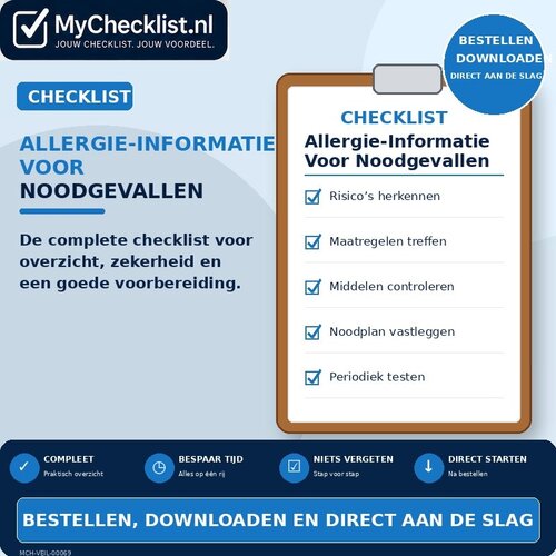 Checklist allergie-informatie voor noodgevallen vastleggen met uitgebreide stappen en controlepunten
