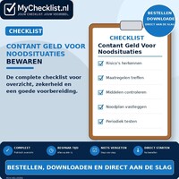 Checklist contant geld voor noodsituaties bewaren met uitgebreide stappen en controlepunten