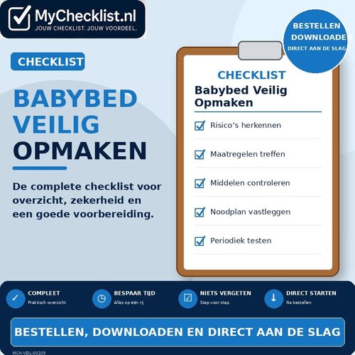 Checklist babybed veilig opmaken met uitgebreide stappen en controlepunten
