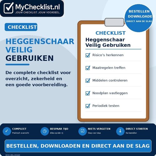 Checklist heggenschaar veilig gebruiken met uitgebreide stappen en controlepunten