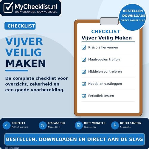 Checklist vijver veilig maken met uitgebreide stappen en controlepunten