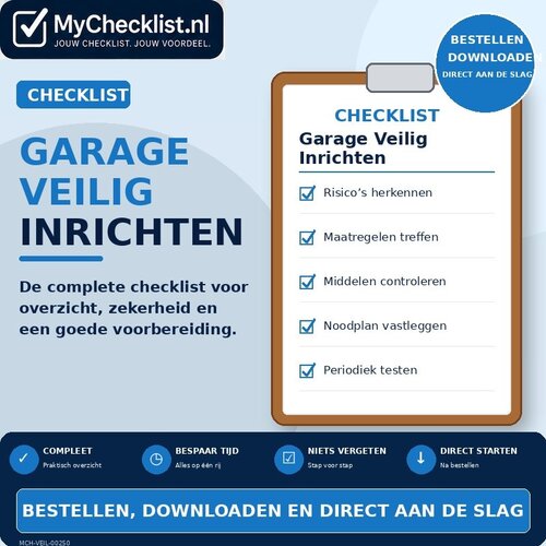 Checklist garage veilig inrichten met uitgebreide stappen en controlepunten