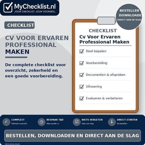 Checklist cv voor ervaren professional maken met uitgebreide stappen en controlepunten