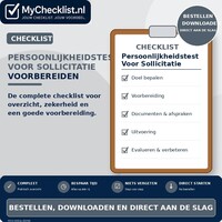 Checklist persoonlijkheidstest voor sollicitatie voorbereiden met uitgebreide stappen en controlepunten