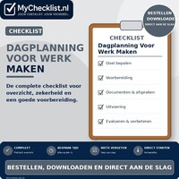 Checklist dagplanning voor werk maken met uitgebreide stappen en controlepunten