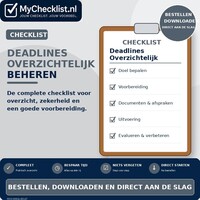Checklist deadlines overzichtelijk beheren met uitgebreide stappen en controlepunten