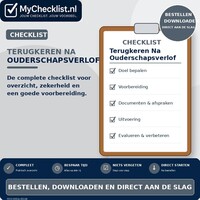 Checklist terugkeren na ouderschapsverlof met uitgebreide stappen en controlepunten