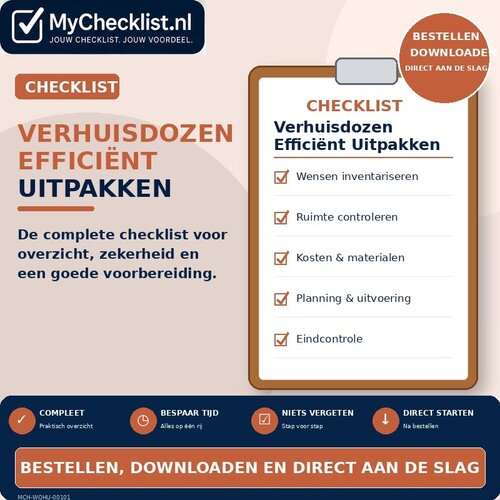 Checklist verhuisdozen efficiënt uitpakken met uitgebreide stappen en controlepunten