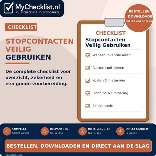 Checklist stopcontacten veilig gebruiken met uitgebreide stappen en controlepunten