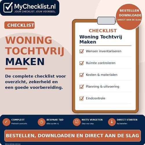 Checklist woning tochtvrij maken met uitgebreide stappen en controlepunten
