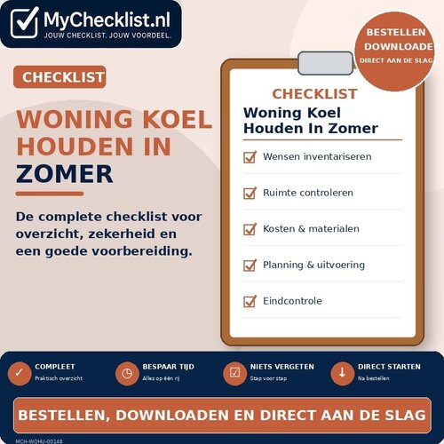 Checklist woning koel houden in zomer met uitgebreide stappen en controlepunten