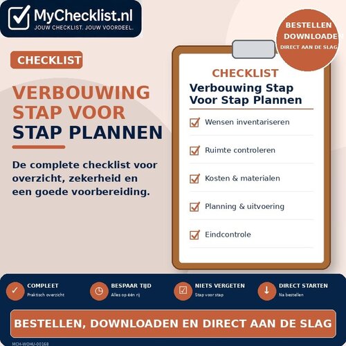 Checklist verbouwing stap voor stap plannen met uitgebreide stappen en controlepunten