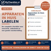 Checklist apparaten in huis labelen met uitgebreide stappen en controlepunten