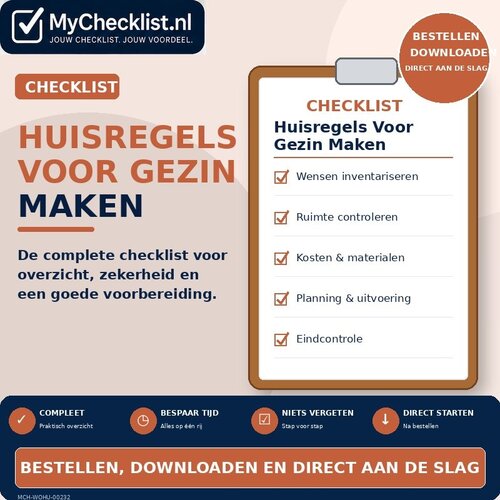 Checklist huisregels voor gezin maken met uitgebreide stappen en controlepunten