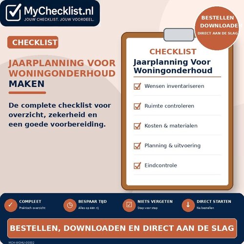 Checklist jaarplanning voor woningonderhoud maken met uitgebreide stappen en controlepunten