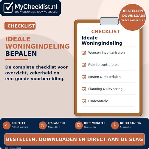 Checklist ideale woningindeling bepalen met uitgebreide stappen en controlepunten