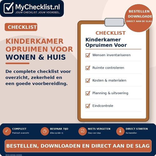 Checklist kinderkamer opruimen voor wonen & huis met uitgebreide stappen en controlepunten