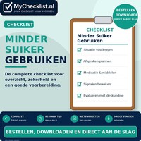 Checklist minder suiker gebruiken met uitgebreide stappen en controlepunten