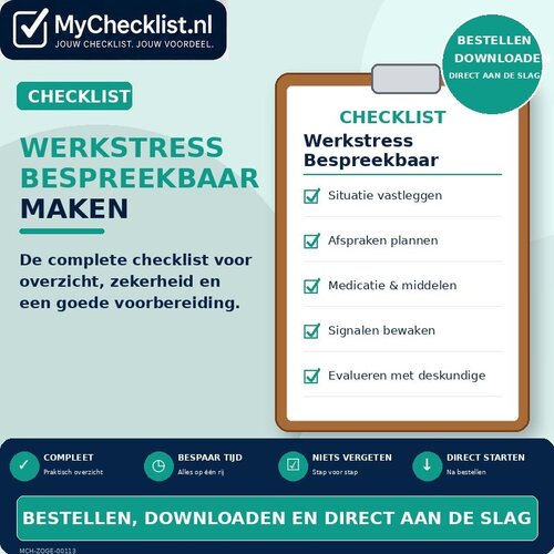 Checklist werkstress bespreekbaar maken met uitgebreide stappen en controlepunten