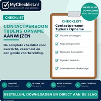 Checklist contactpersoon tijdens opname aanwijzen met uitgebreide stappen en controlepunten