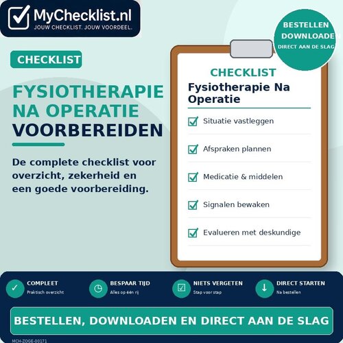 Checklist fysiotherapie na operatie voorbereiden met uitgebreide stappen en controlepunten